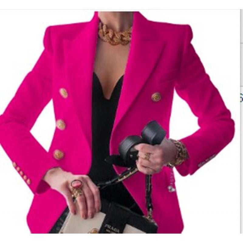 Damen Edler Blazer mit Goldknopf-Detail und klassischem Schnitt ModeGeist