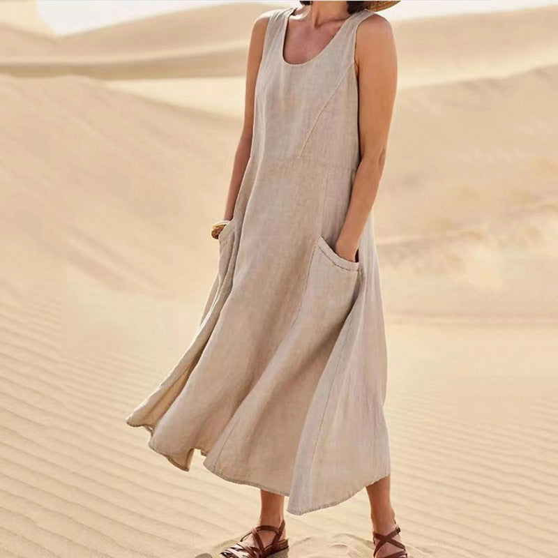 Damen Sommerliches Maxi-Kleid mit praktischen Taschen und lässigem Schnitt ModeGeist