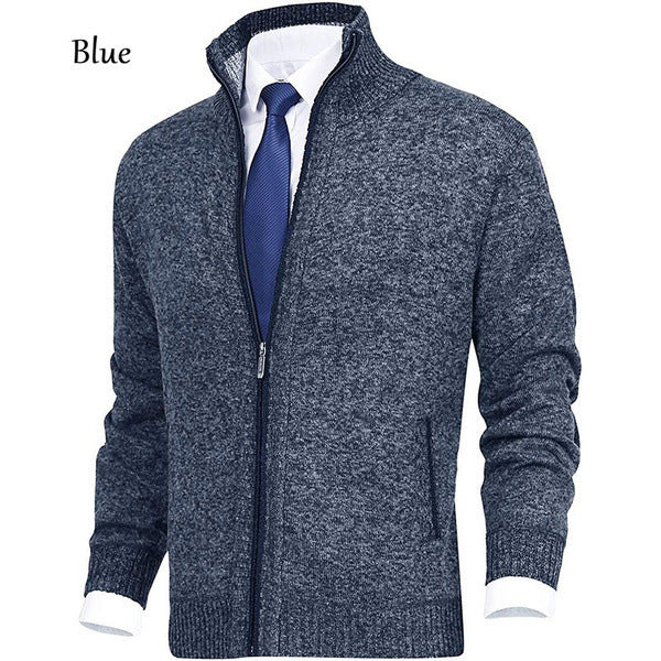 Herren modische Strickjacke mit hohem Kragen und eleganten Kontrastdetails ModeGeist