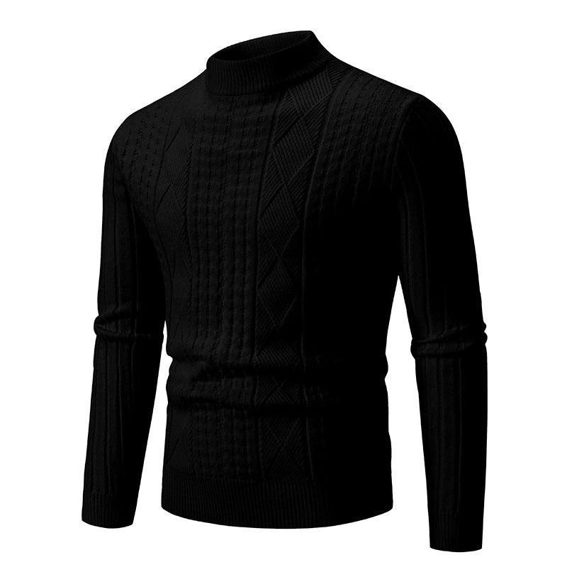 Herren Grobstrickpullover mit modernem Zopfmuster und hohem Kragen ModeGeist