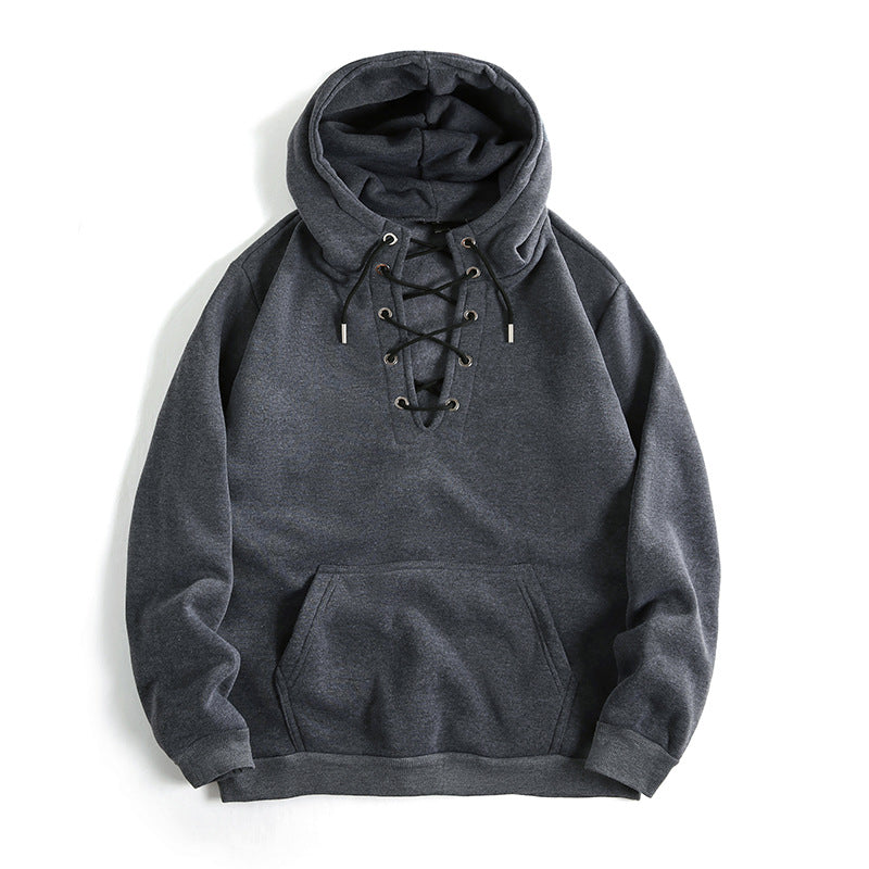 Damen Kapuzenpullover mit raffiniertem Schnürdesign und praktischer Kängurutasche ModeGeist