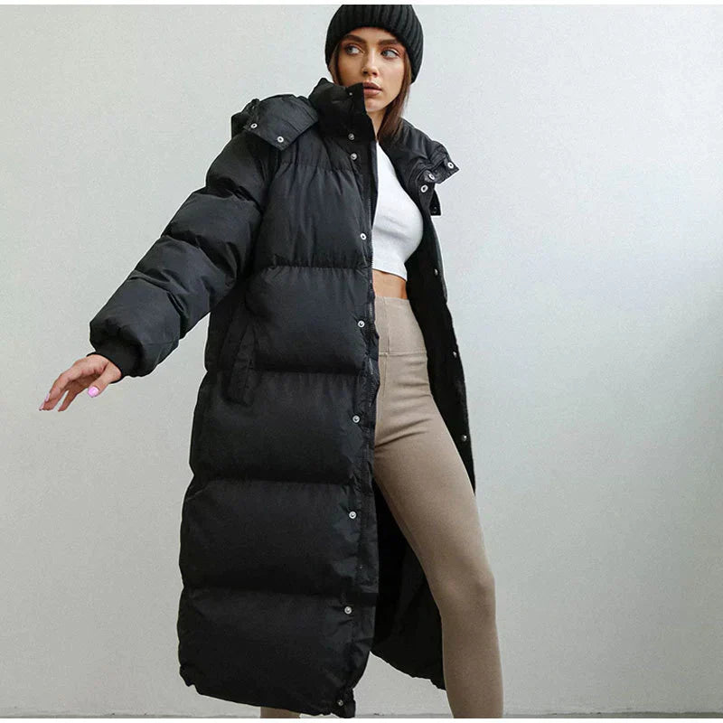 ModeGeist | Winter Lange Steppjacke mit Futter für Damen Ideal für Kaltes Wetter
