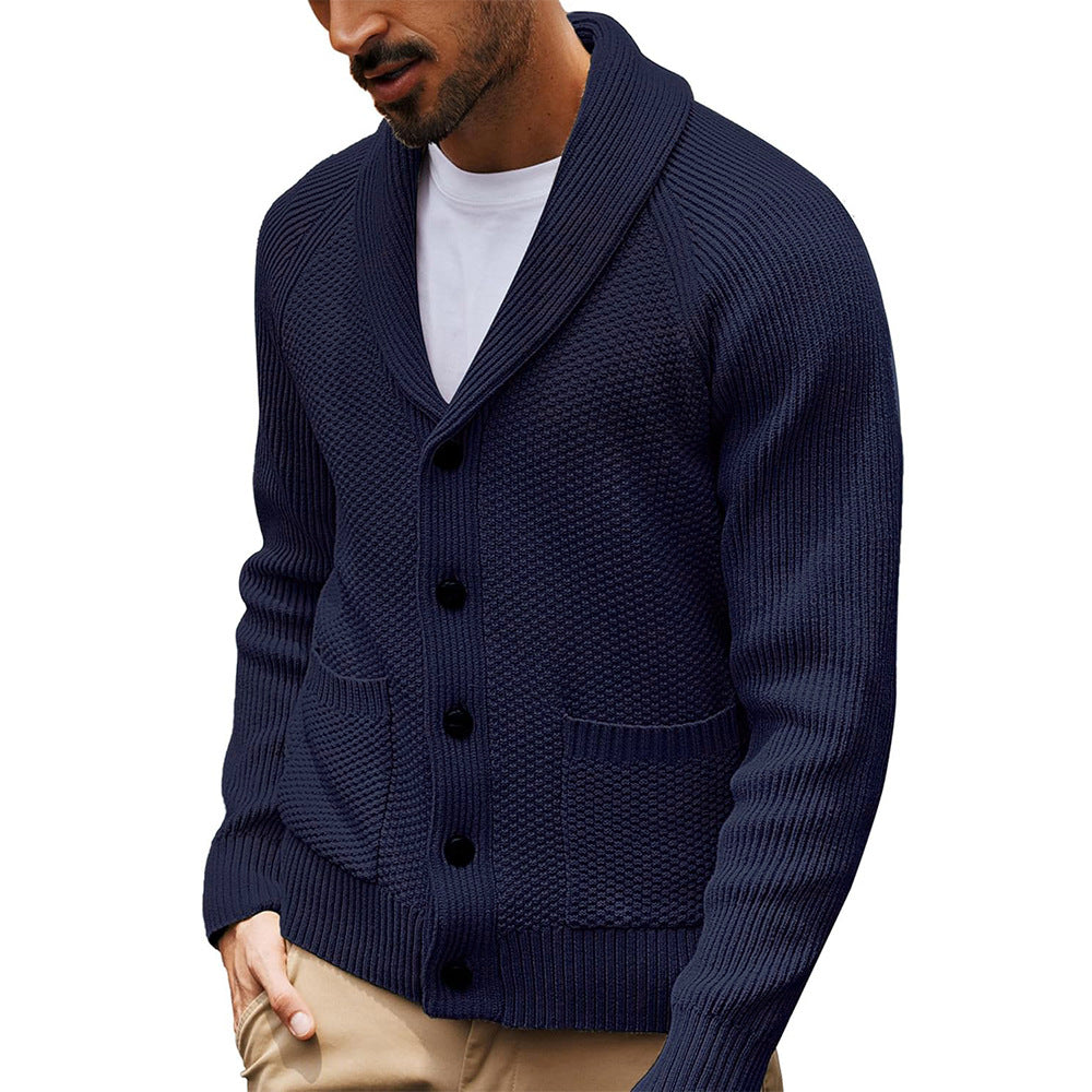 Herren Strickjacke mit strukturiertem Design und praktischem Schalkragen ModeGeist