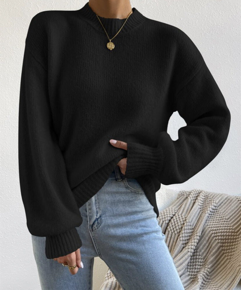 Damen Modischer Pullover mit hochgeschlossenem Ausschnitt und strukturiertem Strick ModeGeist