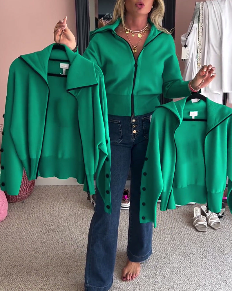 Elegante Strickjacke für Damen mit raffiniertem Knopfdesign von MODEGEIST