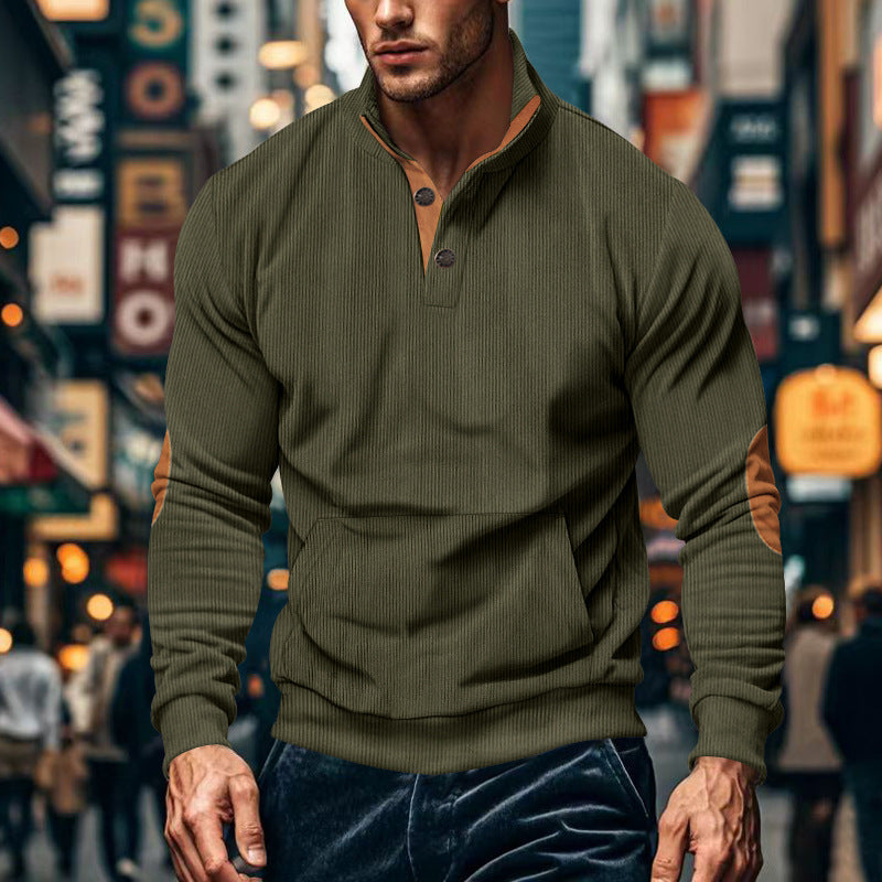 Herren lässiger Pullover mit Stehkragen und Knopfleiste ModeGeist