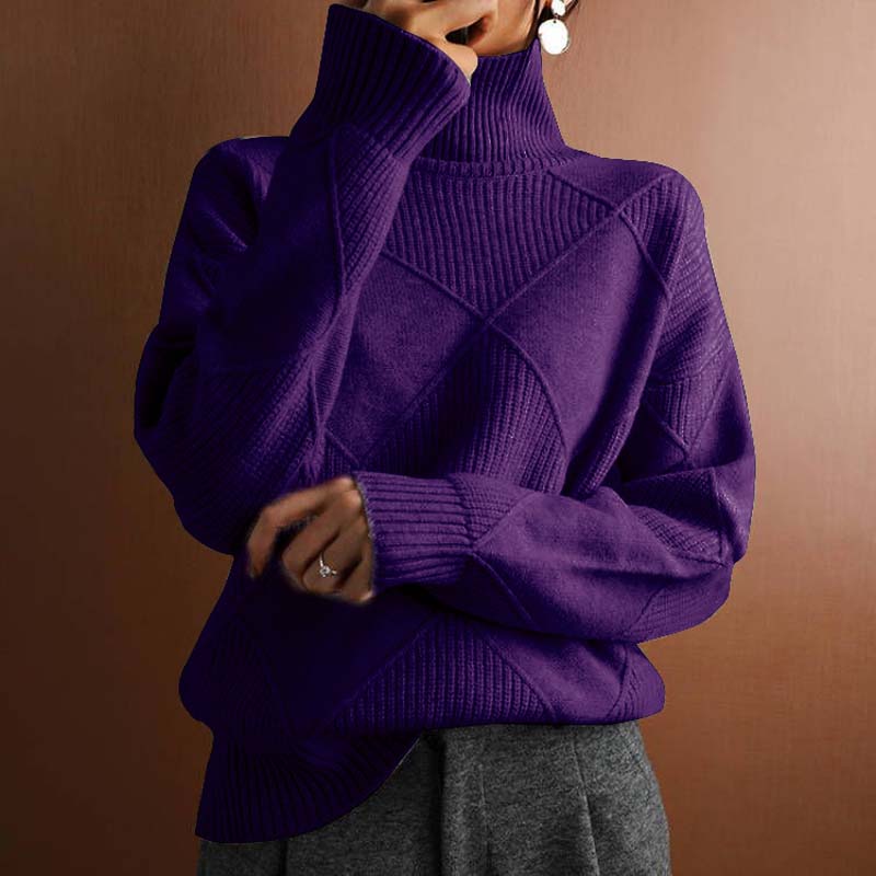 ModeGeist | Einfarbiger Klassischer Strickpullover Für Damen