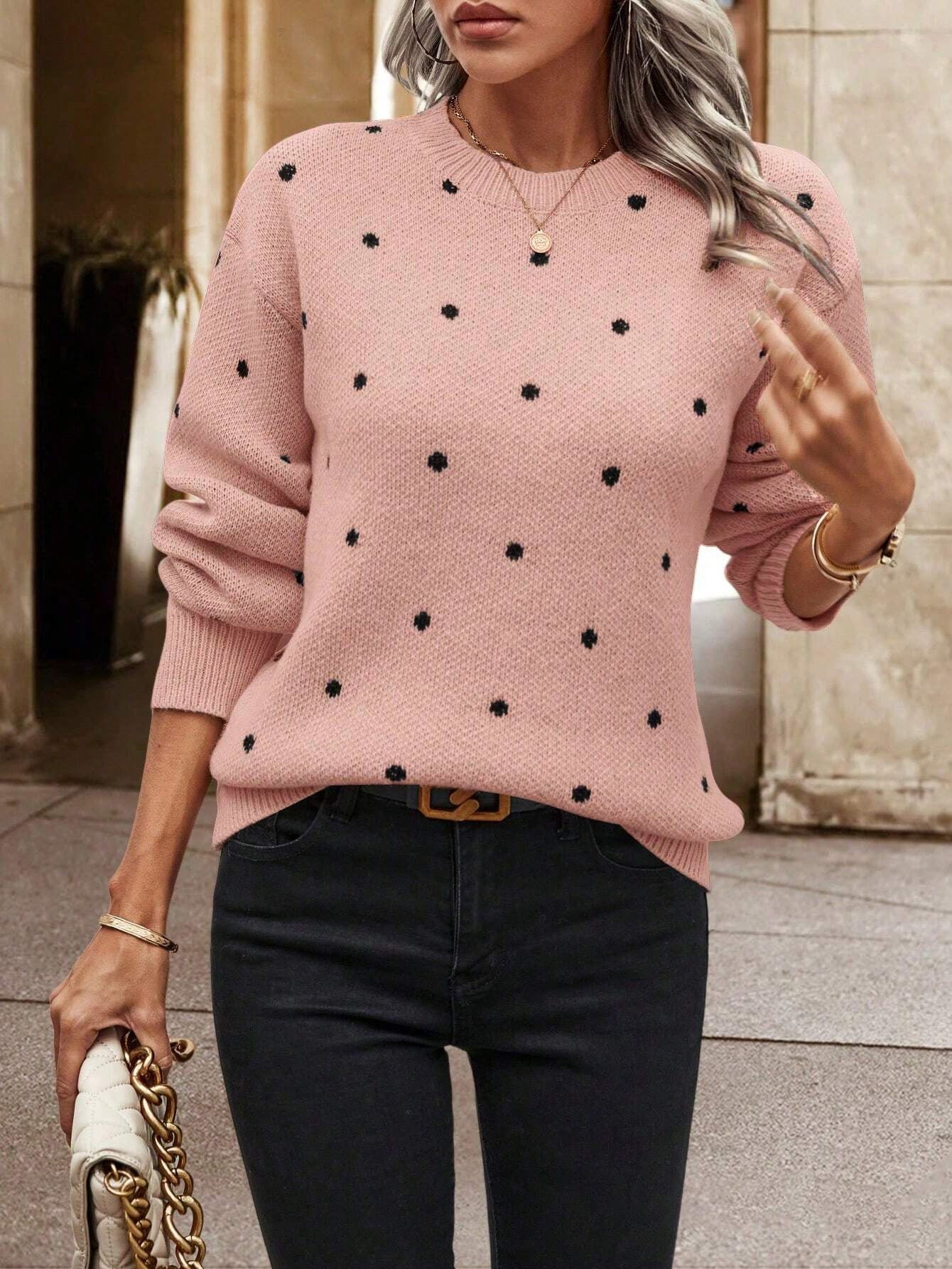 Damen Pullover mit strukturiertem Punktdesign ModeGeist