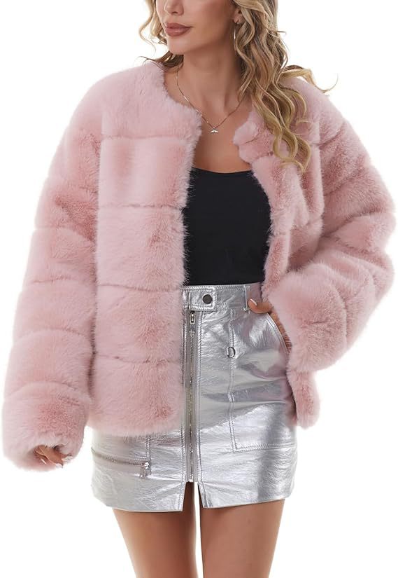 Damen Kuschelige Kunstpelzjacke mit modischem Puffärmel-Design ModeGeist
