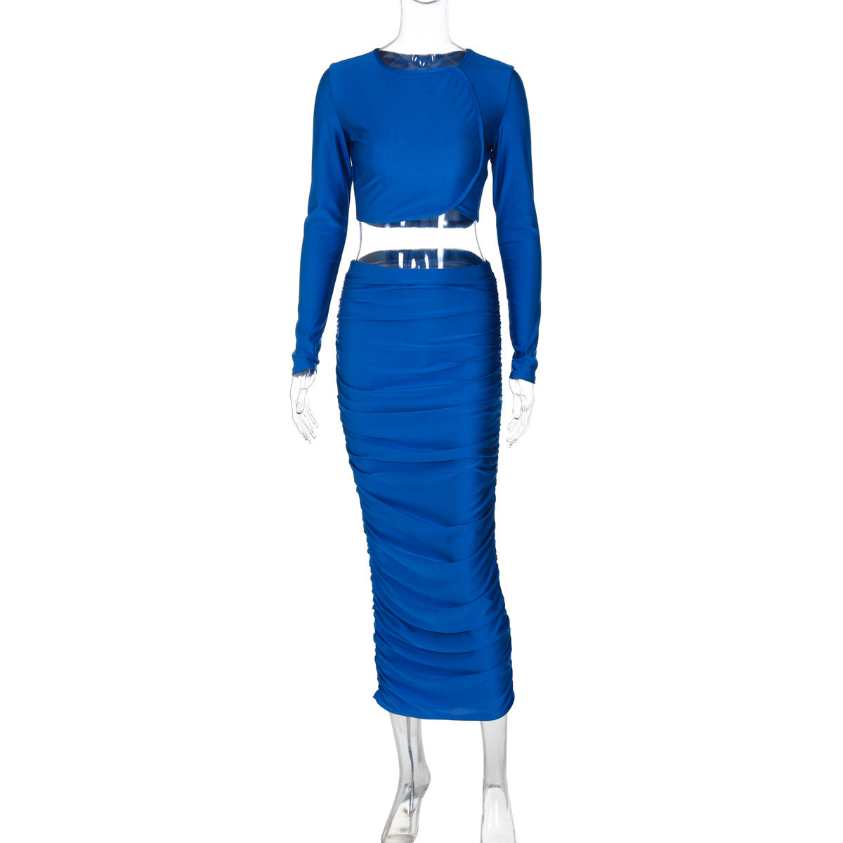 Elegantes Damenkleid mit raffinierten Rüschen und langen Ärmeln von MODEGEIST