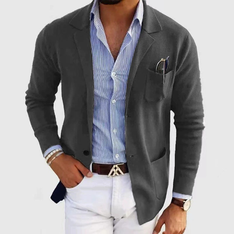 Herren eleganter feiner Strickblazer mit praktischen Taschen ModeGeist