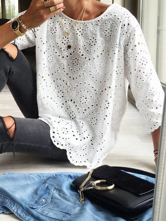 Fudus | Casual Einfarbiges Rundhals-Baumwoll-Leinen Kurzarm-Shirt