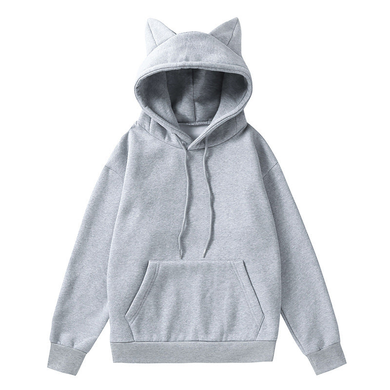 Damen Kapuzenpullover mit Katzenohren und weichem Innenfutter ModeGeist