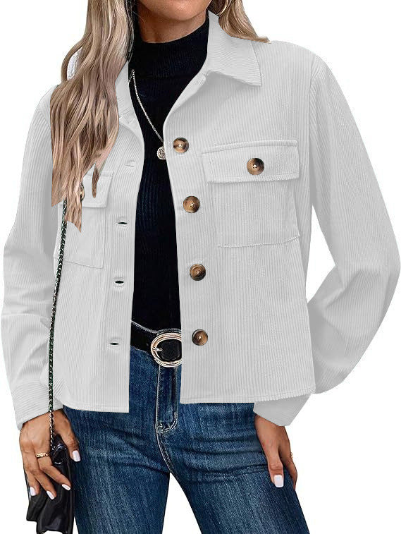 Damen Cordjacke mit zwei Brusttaschen ModeGeist