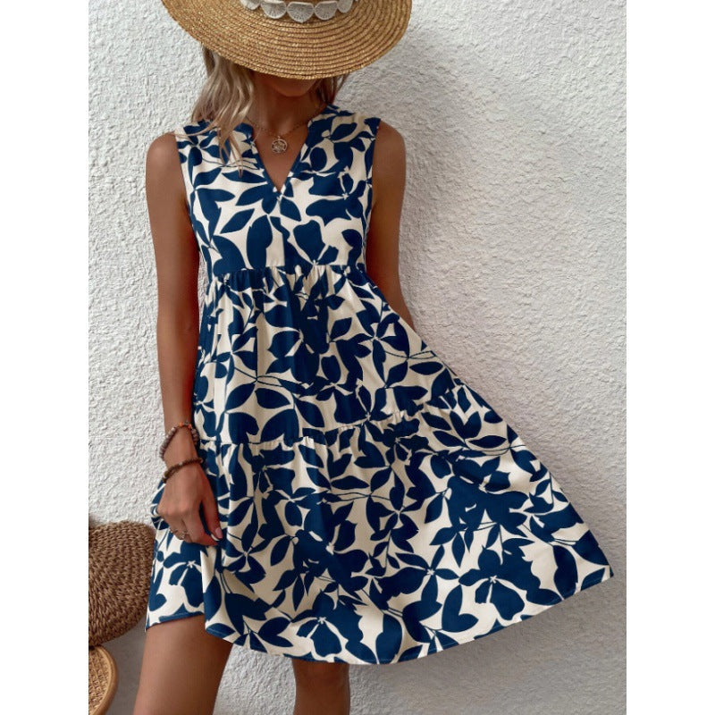 Modebewusstes Damen Freizeitkleid mit V-Ausschnitt und Rüschen