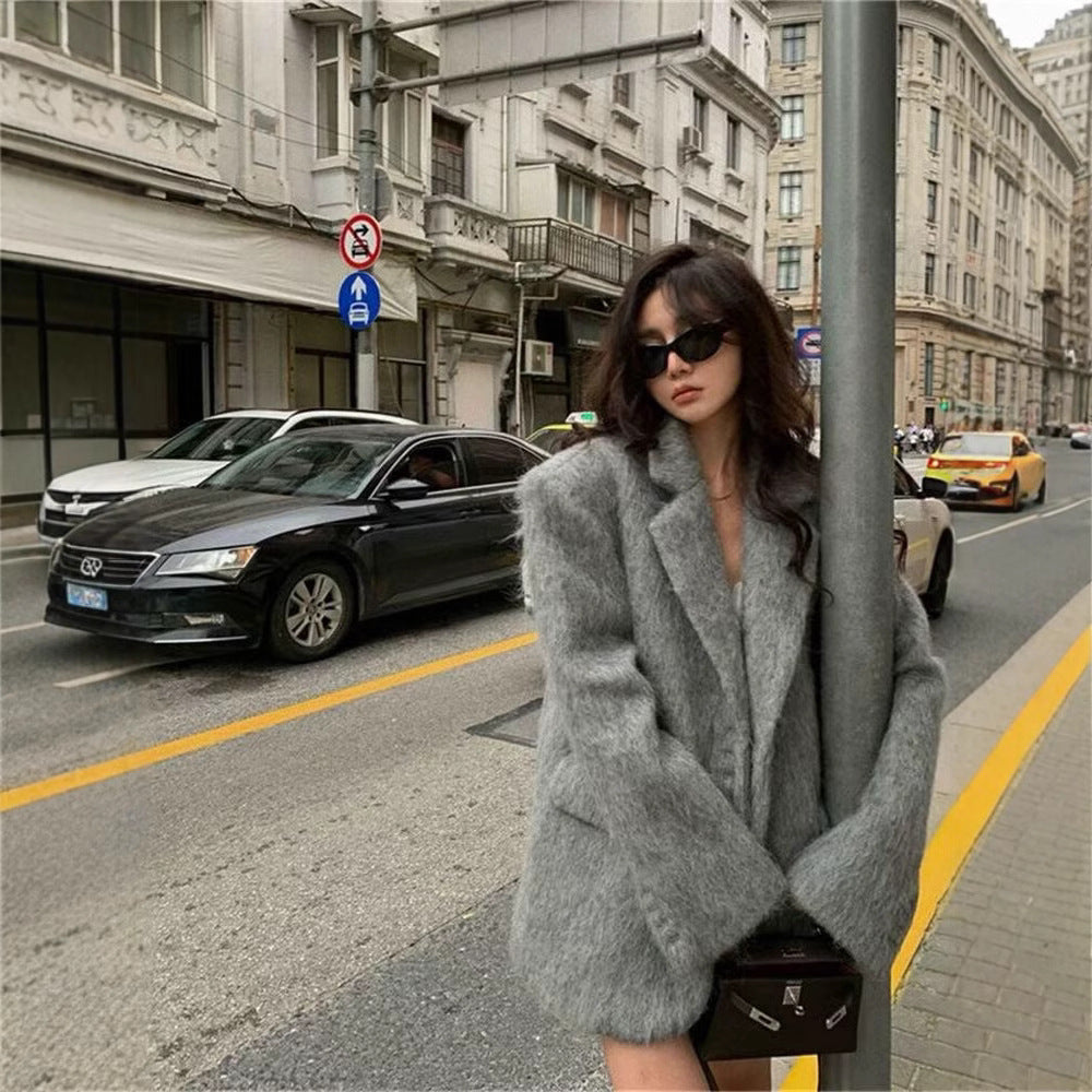Damen Modischer Oversized-Blazer mit luxuriösem Futter ModeGeist