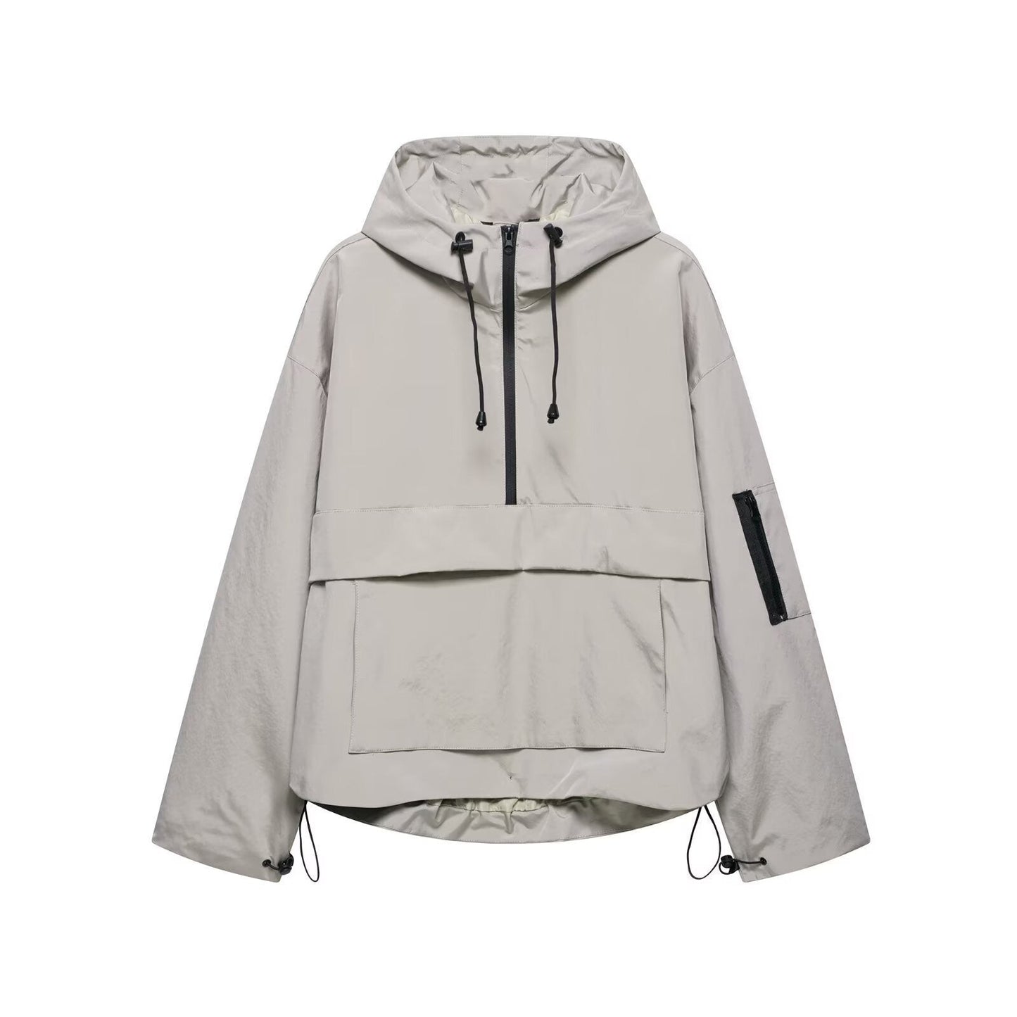 Damen funktionale Kapuzenjacke mit praktischen Taschen und verstellbarem Saum ModeGeist