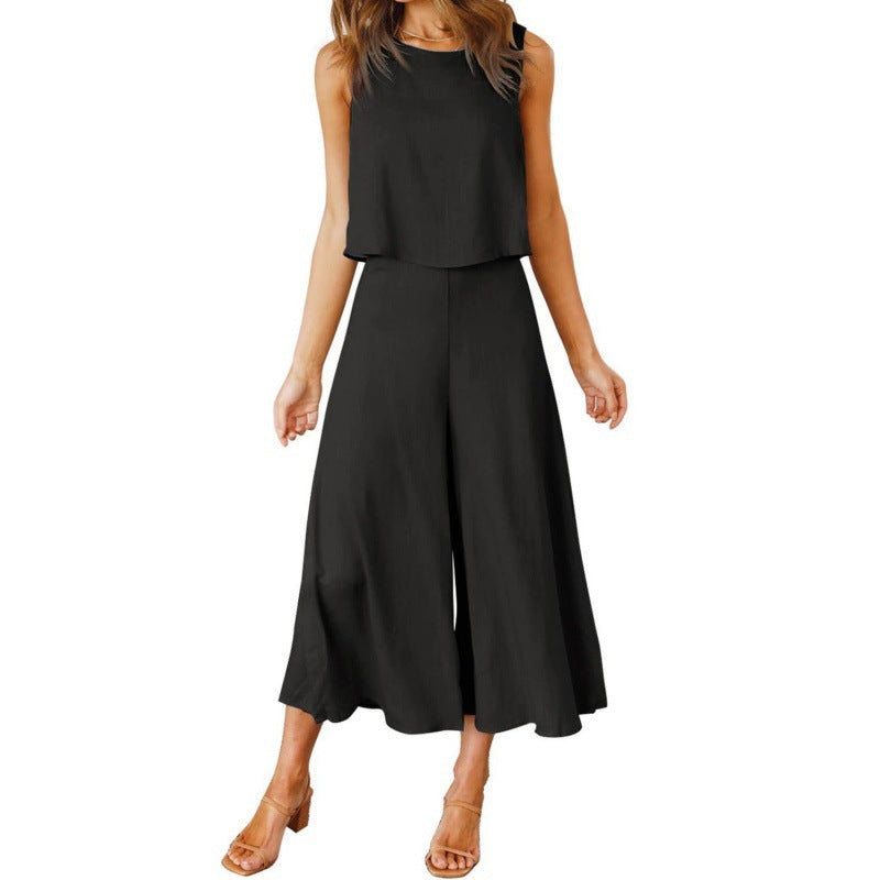 Damen Jumpsuit mit fließendem Schnitt und weitem Bein ModeGeist