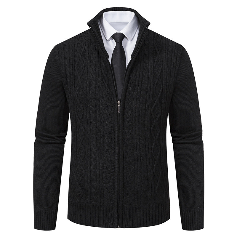 Herren Strickjacke mit hohem Kragen und Reißverschluss ModeGeist
