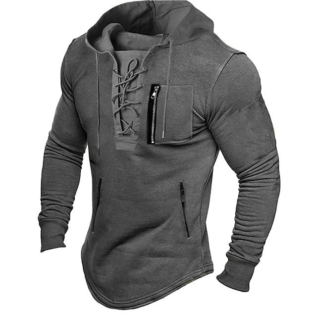 Herren Sportlicher Kapuzenpullover mit ausgefallenem Schnürverschluss ModeGeist