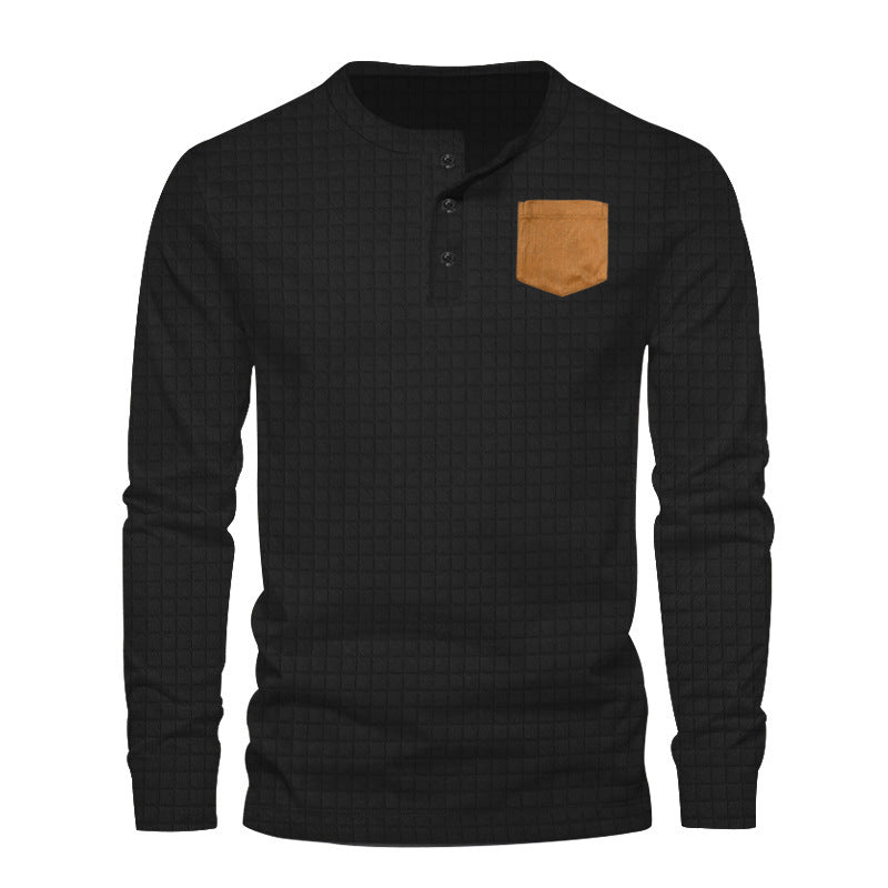 Herren Langarmshirt mit strukturiertem Design applikation ModeGeist