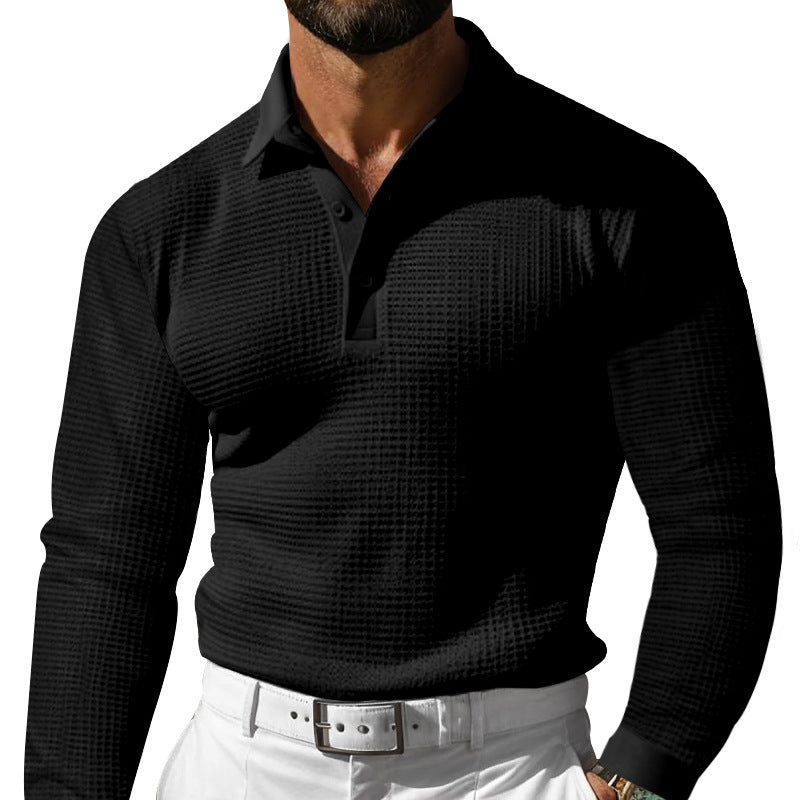 Herren Langarm-Poloshirt mit strukturiertem Design und klassischem Kragen ModeGeist