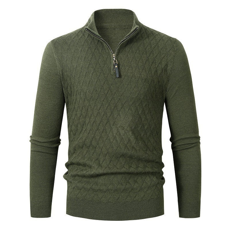 Herren Strickpullover mit modernem Rautenmuster und Reißverschluss ModeGeist