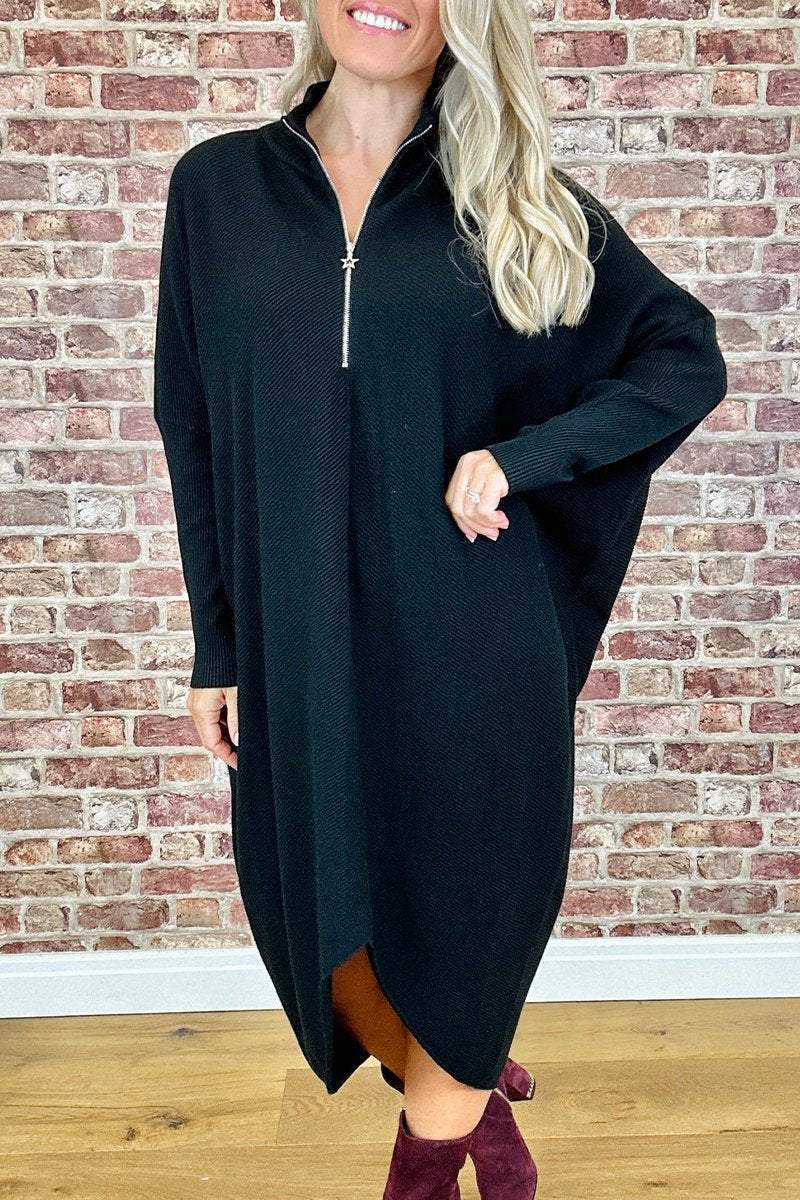 Damen Oversized Strickkleid mit Reißverschluss ModeGeist