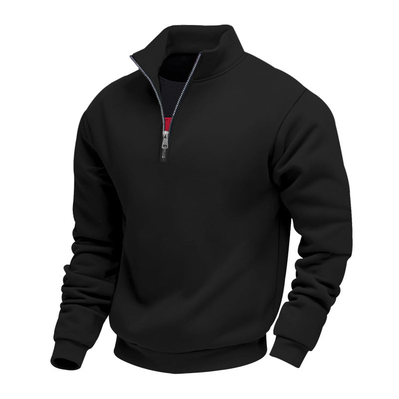 Herren leichter Fleecepullover mit Stehkragen und halblangem Reißverschluss ModeGeist