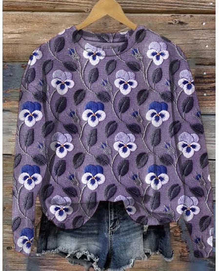 ModeGeist | Lässiger Pullover mit Blumenmuster
