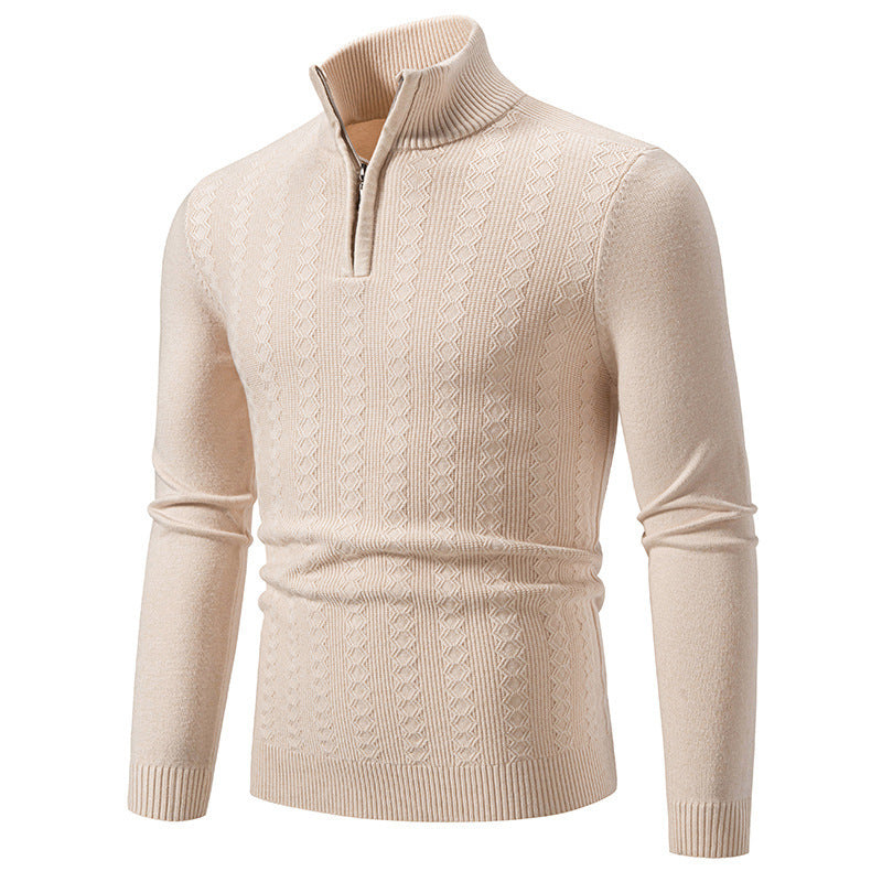 Herren Pullover mit Stehkragen und Zipper ModeGeist