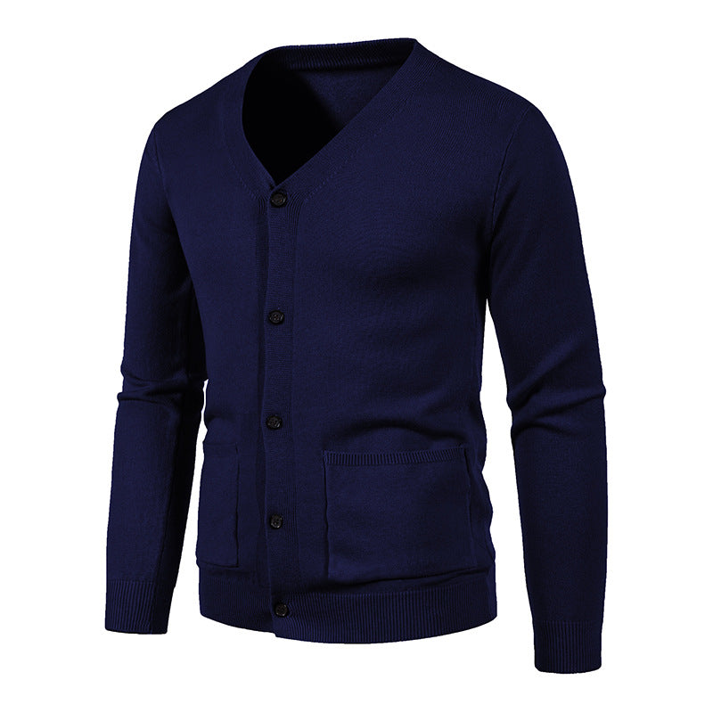 Herren Strickjacke mit V-Ausschnitt und praktischen Taschen ModeGeist
