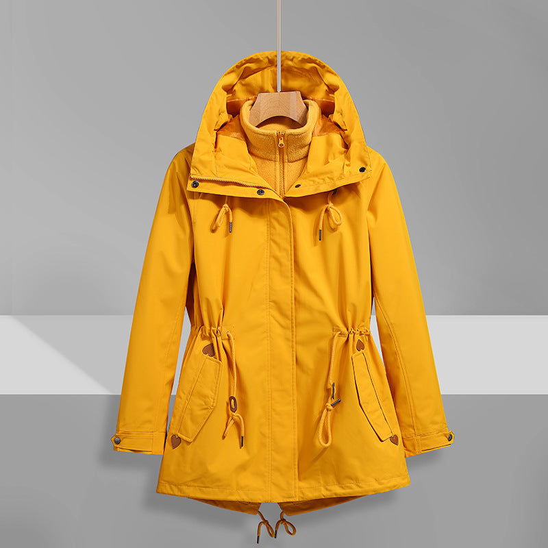 Damen wasserfeste Übergangsjacke mit verstellbarem Kapuzensystem und praktischen Taschen ModeGeist