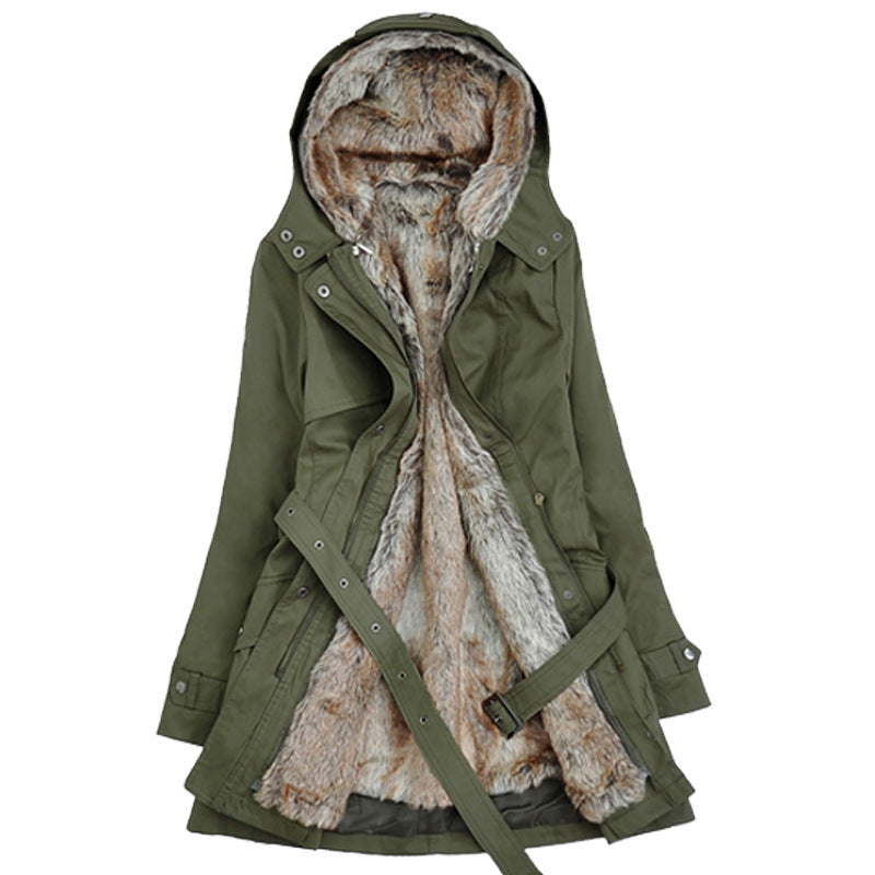 Damen Warm gefütterte Outdoor-Jacke mit Kapuze ModeGeist
