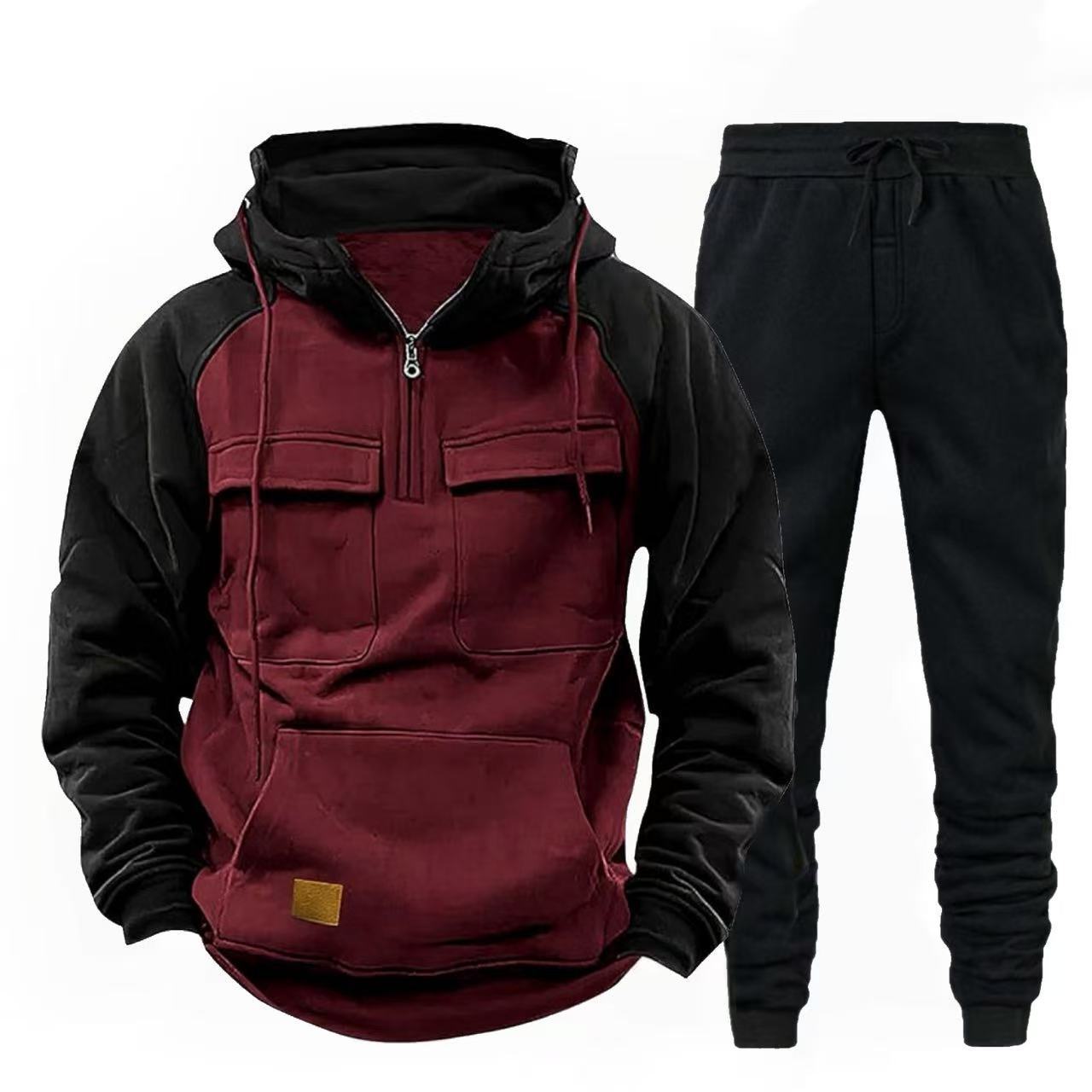 Herren funktionale Kapuzenjacke mit Reißverschluss und Jogginghose ModeGeist