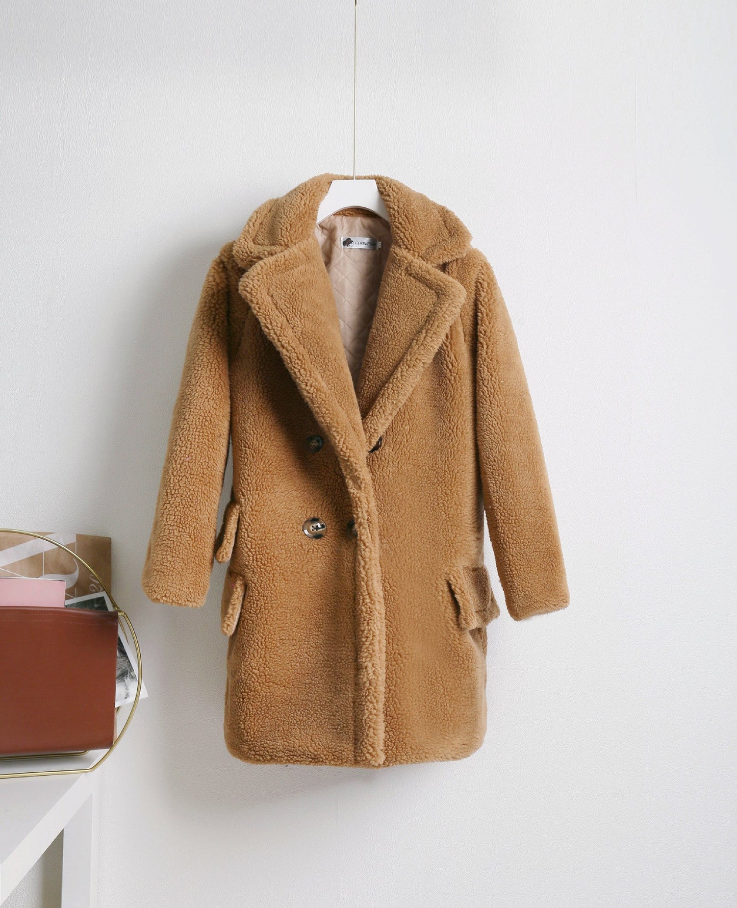 Damen Kuscheliger Doppelknopf-Mantel ModeGeist