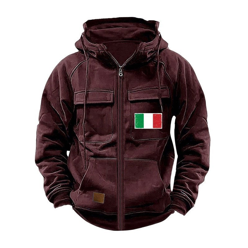 Herren modische Kapuzenjacke mit praktischen Taschen und verstellbarem Kragen ModeGeist
