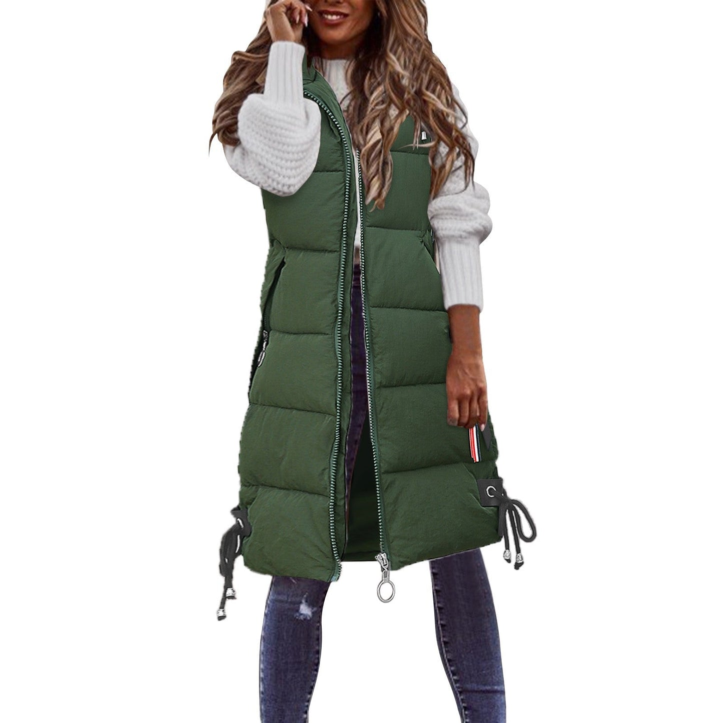 Damen Modische Steppweste mit praktischen Taschen und verstellbarem Gummizug ModeGeist