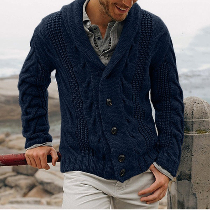 Herren Strickjacke mit grobem Muster und elegantem Revers ModeGeist