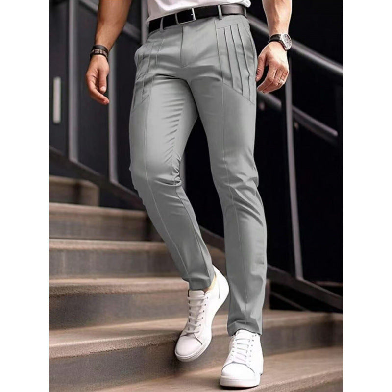 Herren stylische Slim-Fit Anzughose mit plissiertem Design ModeGeist