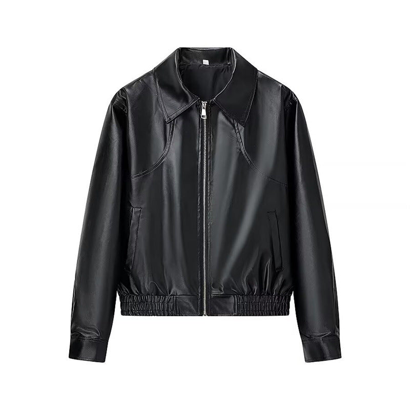 Damen Kunstleder-Shortjacke mit stylischem Reißverschluss ModeGeist