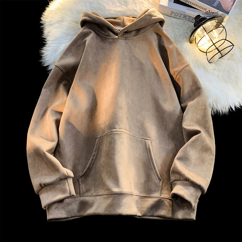 Damen gemütlicher Kapuzenpullover im modernen Velourslook ModeGeist