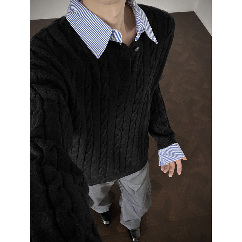 Damen Strickpullover mit hochwertigem Kabelmuster und Kragen ModeGeist
