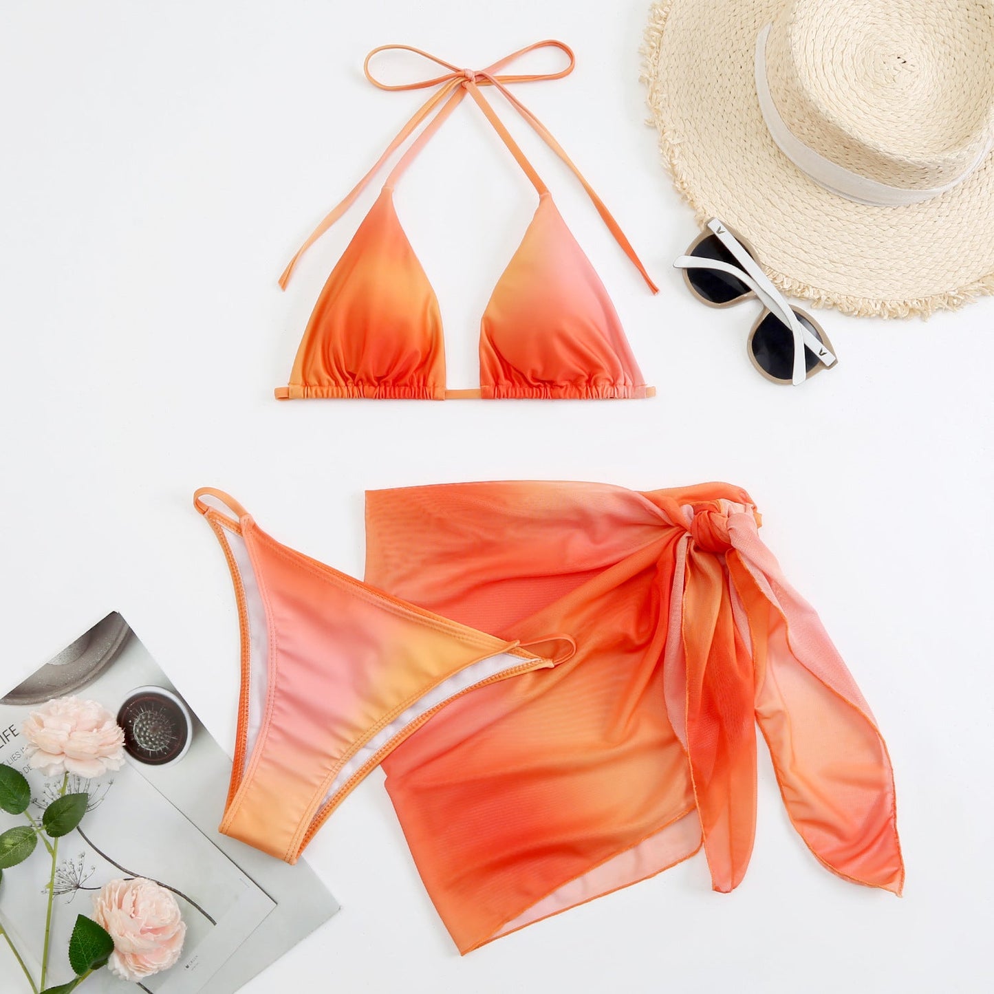 Modegeister Damen Bikini mit floralem Muster und Wickelrock