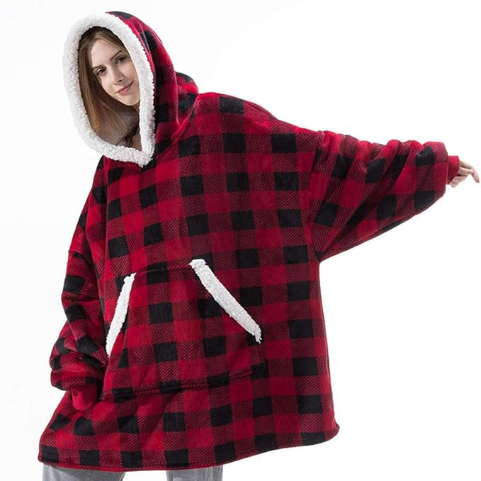Damen Gemütlicher Hoodie-Poncho mit weichem Futter und praktischen Taschen ModeGeist