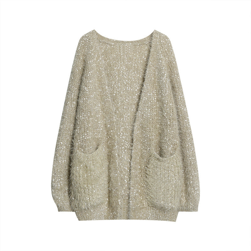 Damen glitzernde Strickjacke im modernen Casual-Look ModeGeist