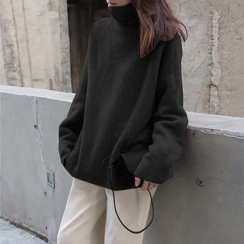 Damen bequemer Rollkragenpullover aus hochwertigem Wollmix ModeGeist