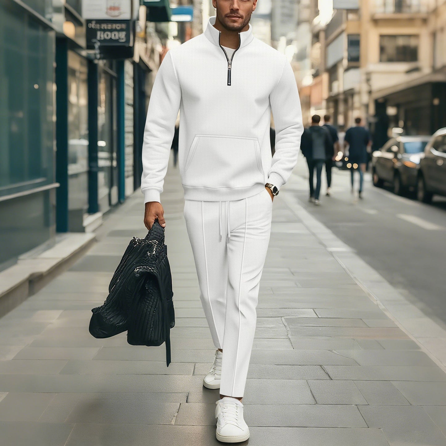Herren Freizeit Sweater-Set mit modernem Reißverschluss und elastischem Bund ModeGeist