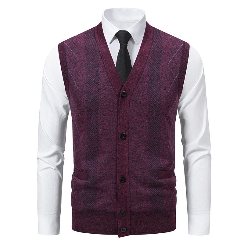 Herren Strickjacke mit klassischem V-Ausschnitt und feinem Zopfmuster ModeGeist
