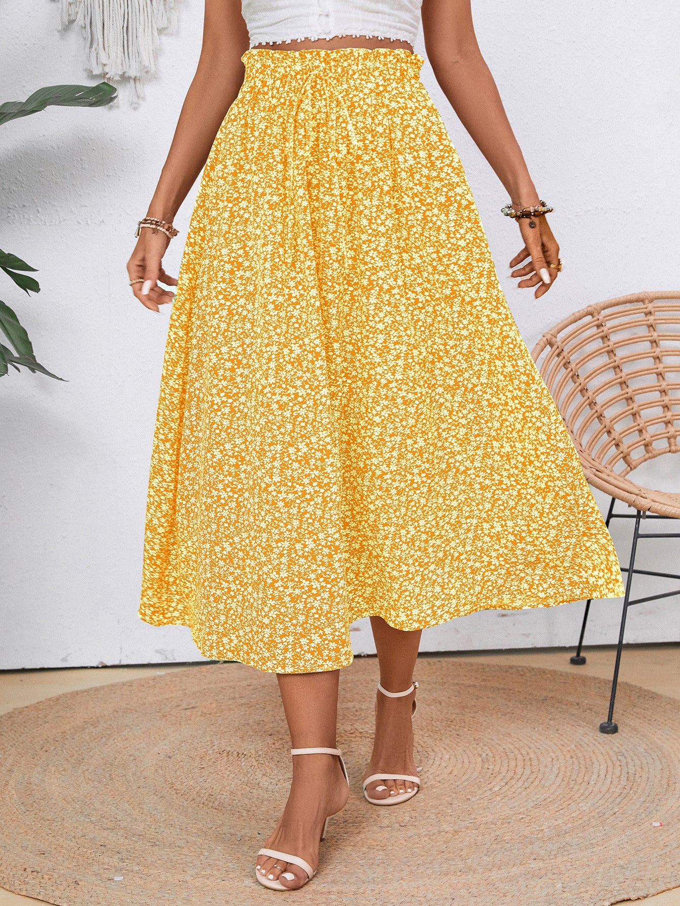 Damen Midi-Rock mit floralen Print ModeGeist